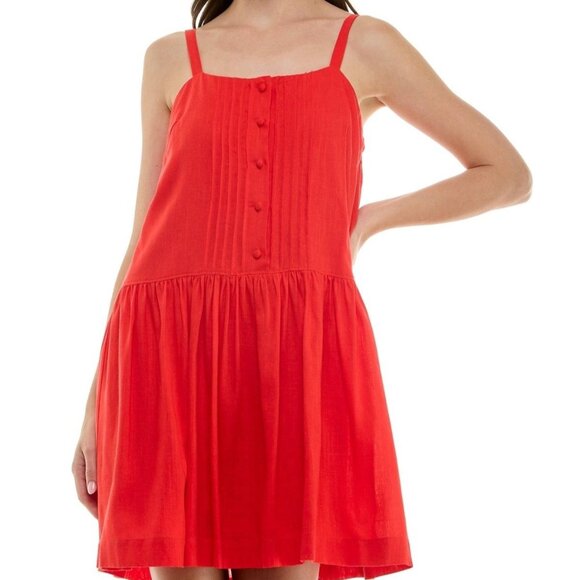 Taylor Womens Petite Pintuck Square Neck Mini Dress Tomato Size 4P NWT - Picture 4 of 7